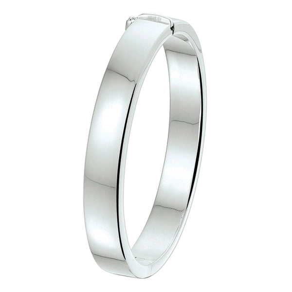 Damesarmband 10 mm, Bangle van 925 Zilver, Vlakke buis met scharnier - Diameter 60mm