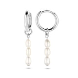 Gerhodineerd Zilveren klapoorringen met Parels 3 x 4.5 mm