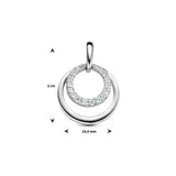 Ronde Hanger met Zirkonia van Gerhodineerd Zilver - Diameter 14.5mm