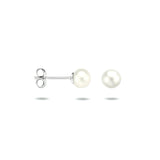 Oorknoppen met Parel 6 mm, Gerhodineerd Zilver