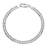 Zilveren collier lengte 50 cm - Gourmet 6 Zijdes Geslepen 4,0 mm - Zilver Wit