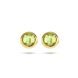 Ronde oorknoppen van 14 Karaat Geelgoud met Peridot 1.40ct (2x 0.70ct) - formaat 7.5 mm
