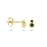 14 Karaat Geelgouden Oorknoppen met Zwart Zirkonia - Formaat 2.5x4mm