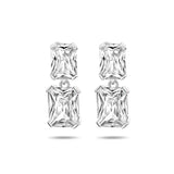 Oorhangers van Gerhodineerd Zilver met Wit Zirkonia - Formaat 6x17mm