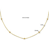 Geelgouden collier lengte 40cm+4 - Bolletjes 2.5 mm - Anker 1 mm - 14Krt. Goud