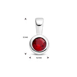 Hanger met Geboortesteen Januari | Granaat met Gerhodineerd Zilver - Formaat 5.5 x 11mm