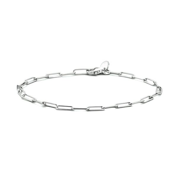 Damesarmband 3mm van Gerhodineerd Zilver, Paperclipschakel ronde buis - Lengte 18cm