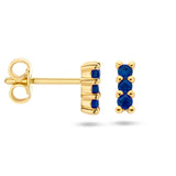 Oorknoppen met Saffier 0.228ct (2x 0.114ct) 14 Karaat Geelgoud - Formaat 3.5x5mm