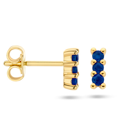 Oorknoppen met Saffier 0.228ct (2x 0.114ct) 14 Karaat Geelgoud - Formaat 3.5x5mm