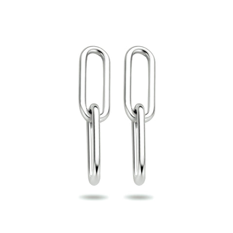Oorhangers van Gerhodineerd Zilver Schakelmotief Paperclip - Hoogte 28mm