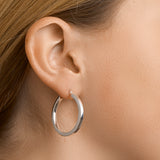 Oorringen van 925 Zilver met Vierkante Buis 3mm - Diameter 30mm