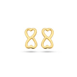 Oorknoppen Infinity in Hartvorm van 14 Karaat Geelgoud - Formaat 5.5x3mm