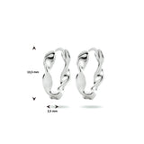 Klapoorringen Gedraaid Gerhodineerd Zilver - Diameter 13.5 mm