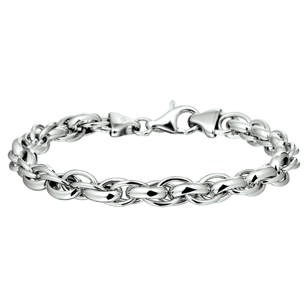 Damesarmband  6.5mm van Gerhodineerd Zilver, Fantasie Schakels - Lengte 19