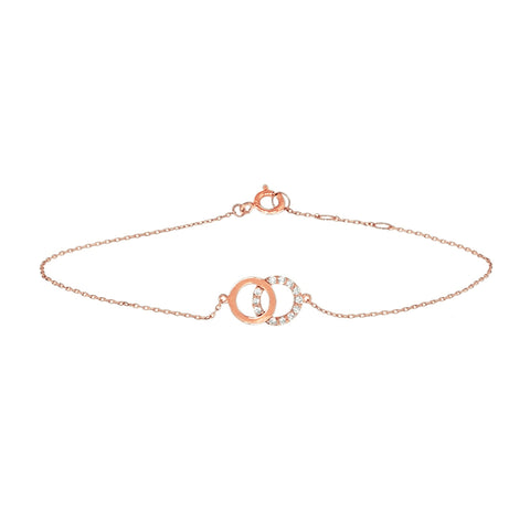 Damesarmband van 14 Karaat Roségoud met Zirkonia - Lengte 16.5+2cm