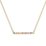 Damescollier Ankerschakel 1mm, 14 Karaat Geelgoud, Regenboog Saffier 0.28ct - Lengte 40+4cm