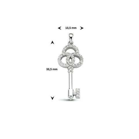 Hanger Sleutel Zirkonia Zilver Gerhodineerd