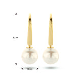 14 Karaat Geelgouden oorhangers met Parel 7mm - Brisur Haak