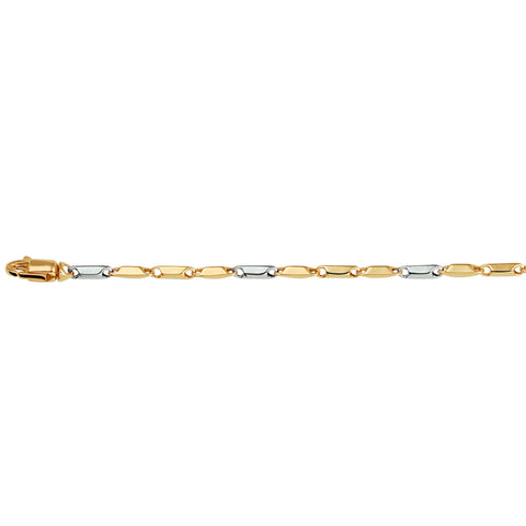 Damesschakelarmband 2mm van 14 Karaat Goud - Bicolor Geelgoud/Witgoud - Lengte 18cm