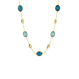 14 Karaat Geelgouden collier met Edelstenen London Blue en Blauw Topaas - Lengte 41+4cm