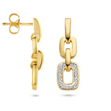 Oorhangers Schakelmotief met Diamant 0.13ct (2x 0.065ct) 14 Karaat Geelgoud - Formaat 7x23mm