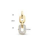 14 Karaat Geelgouden Hanger Schakelmotief met Diamant 0.18ct - Formaat 9.5x29mm