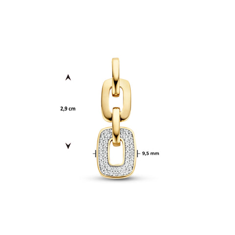 14 Karaat Geelgouden Hanger Schakelmotief met Diamant 0.18ct - Formaat 9.5x29mm