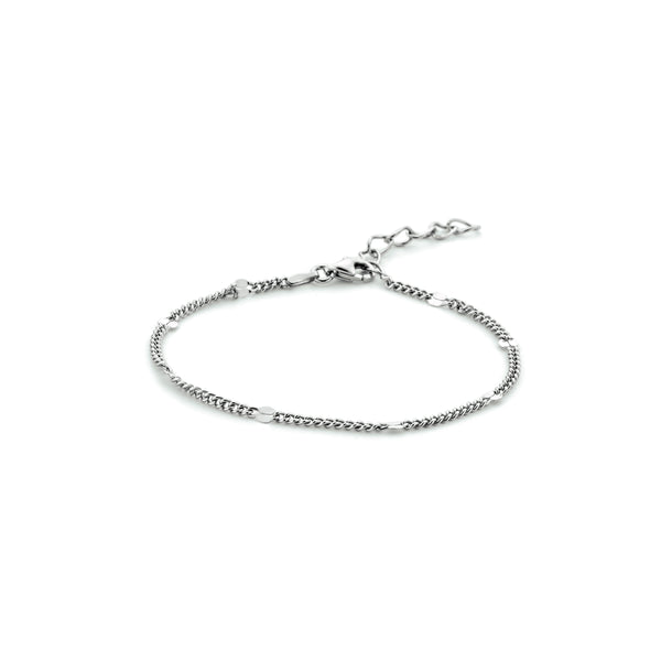 Damesarmband 3mm van Gerhodineerd Zilver, Gourmet Schakel - Lengte 16+3cm