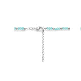 Damescollier Aquablauw glazen kralen gecombineerd met Gerhodineerd Zilveren details - Lengte 41+4cm