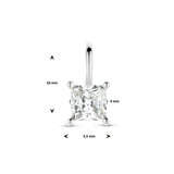 Gerhodineerd Zilveren Hanger met Zirkonia - Formaat 5.5x10mm