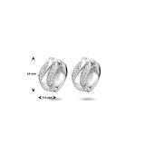 Klapoorringen van Gerhodineerd Zilver met Zirkonia - Formaat 7x14mm