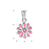 Hanger Bloem Roze Zirkonia Zilver Gerhodineerd