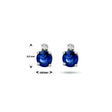 Oorknoppen met Saffier 0.64ct (2x 0.34ct) en Diamant (2x 0.015ct) 14 Karaat Witgoud - Hoogte 6mm