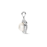 Hanger met Zirkonia en Parel 7.5mm van Gerhodineerd Zilver