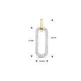 Hanger met Diamant 0.09ct - 14 Karaat Bicolor - Geelgoud met Witgoud - Formaat 7 x 22 mm
