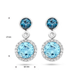 Oorhangers met London Blue Topaas, Sky Blue Topaas en Diamant 0.16ct - Formaat 8.5 x 17 mm