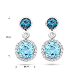 Oorhangers London Blue Topaas, Blauw Topaas En Diamant 0.16ct (2x 0.08ct) H Si Halo Goud (Witgoud)