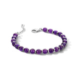 Dameskralenarmband 6mm met Gerhodineerd Zilver en Amethist - Lengte 16+3cm