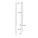 Doortrekoorbellen met Balkje van Gerhodineerd Zilver - Hoogte 100mm