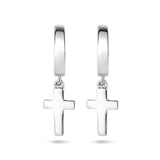 Klapoorringen van Gerhodineerd Zilver met Kruis - Hoogte 21mm