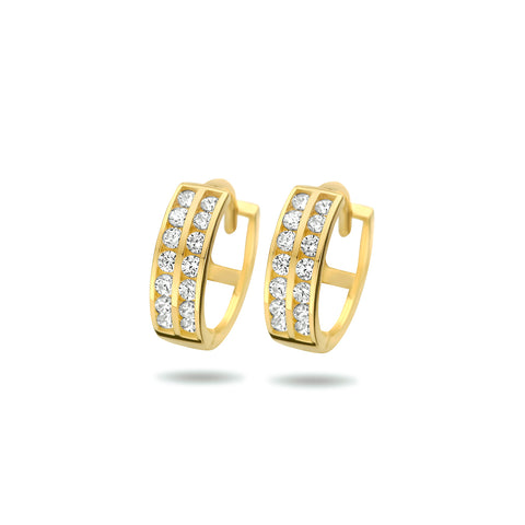 14 Kararaat Geelgouden Klapoorringen met Zirkonia - Formaat 4x11.5mm