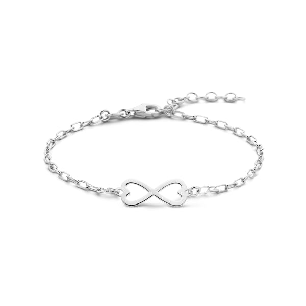 Damesarmband 2mm van Gerhodineerd Zilver, Infinity - Lengte 16+3cm