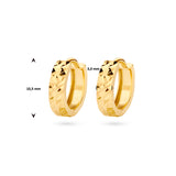 Klapoorringen van Gediamanteerd 14 Karaat Geelgoud - Diameter 10.5mm Breedte 3mm