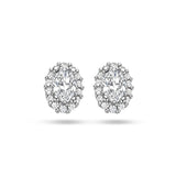 Oorknoppen met Zirkonia Halo van Gerhodineerd Zilver - Formaat 7x9mm