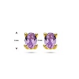 Oorknoppen van 14 Karaat Geelgoud met Amethist 0.80ct (2x 0.40ct)