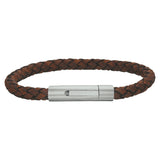 Herenarmband 6mm van Edelstaal en Leer- Lengte 21cm