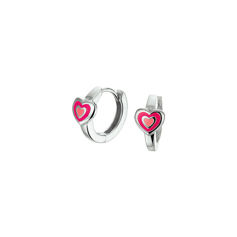 Kinderkapoorringen Hartje, Hartje (emaille) van Gerhodineerd Zilver - Formaat 6.5 x 12 mm