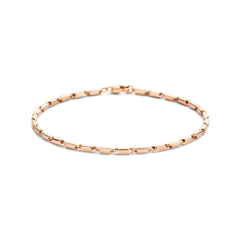 Damesarmband 1.9mm van 14 Karaat Roségoud, Staafjes Schakels - Lengte 19.5cm