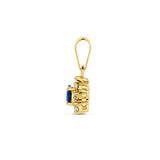 14 Karaat Geelgouden Hanger met Saffier 0.28ct en Zirkonia - Formaat 7x10mm
