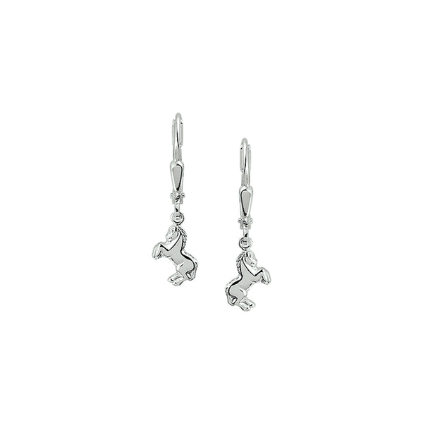 Kinderoorhangers Steigerend Paard Brisur Haak 925 Zilver 7 x 23 mm